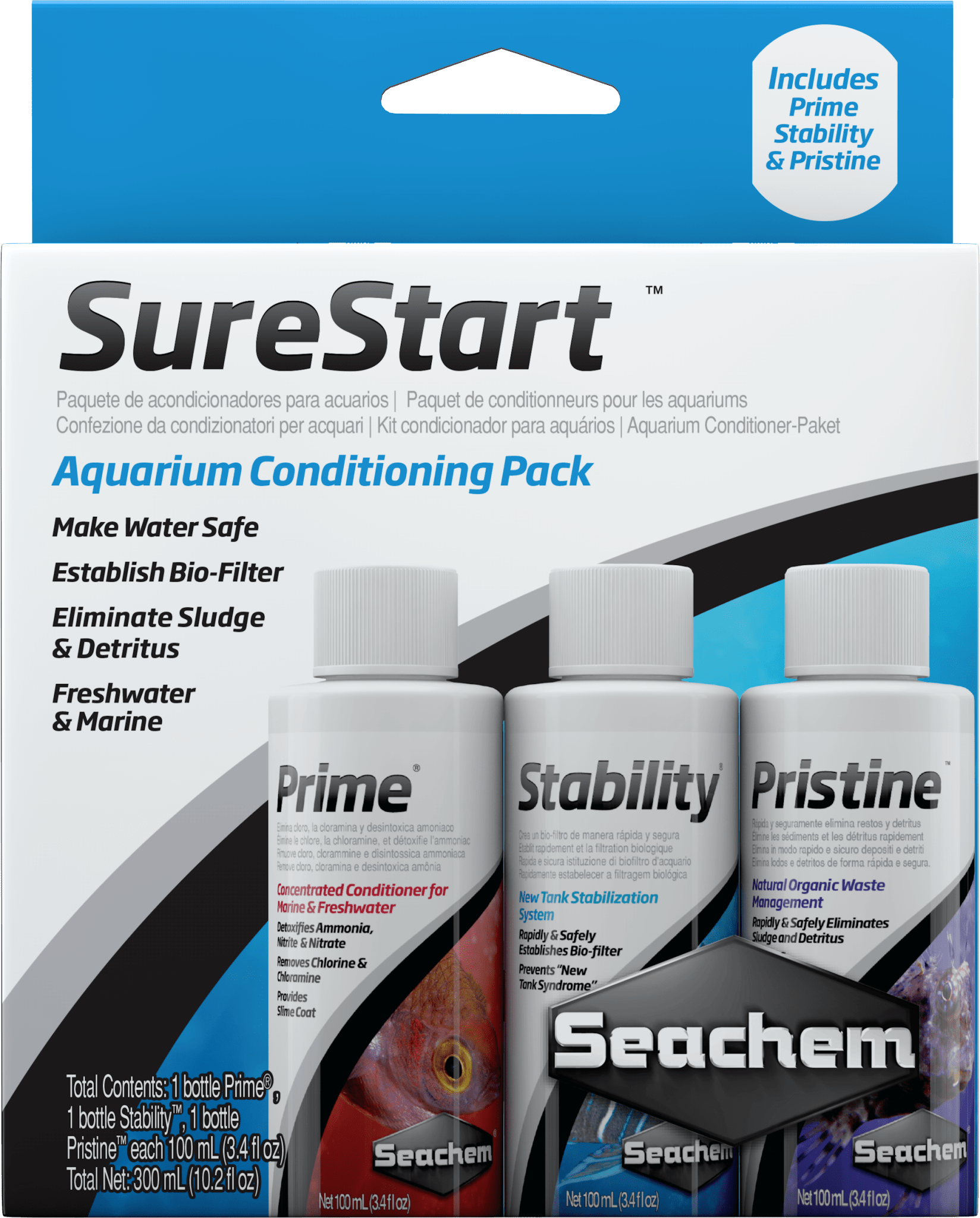 Seachem - Sure Start 3-Pack | Beneficial Bacteria & Ammonia Detoxifier for Freshwater & Saltwater Aquariums - Willow Current AquaticsWater ChemistryAmazon AU